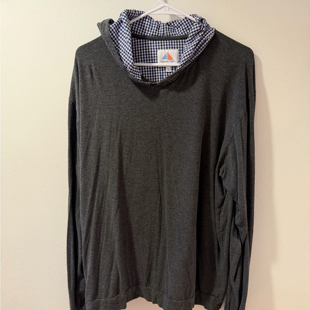Coastal Crew Hoodie XXL Gray w/ Gingham Lined Hood – Made in USA